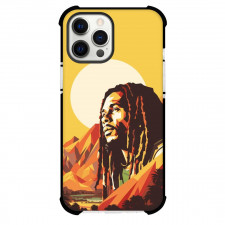 Bob Marley Phone Case For iPhone and Samsung Galaxy Devices - Bob Marley Side Portrait On Hills Yellow Background