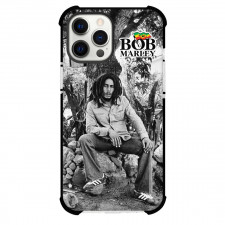 Bob Marley Phone Case For iPhone and Samsung Galaxy Devices - Bob Marley Sitting On Stones Grayscale