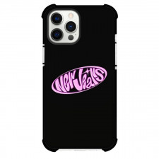 New Jeans Phone Case For iPhone and Samsung Galaxy Devices - New Jeans Pink Logo On Black Background