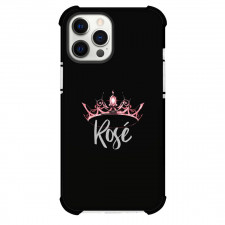 Rose Phone Case For iPhone And Samsung Galaxy - Rose BlackPink Logo Crown On Black Background