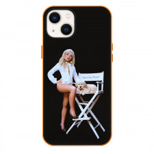 Sabrina Carpenter Phone Case For iPhone Samsung Galaxy Pixel OnePlus Vivo Xiaomi Asus Sony Motorola Nokia - Sabrina Carpenter Standing With Puppy On Directors Chair Poster