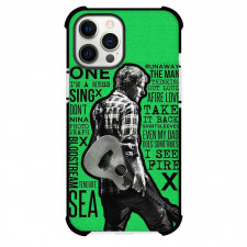 Ed Sheeran Phone Case For iPhone Samsung Galaxy Pixel OnePlus Vivo Xiaomi Asus Sony Motorola Nokia - Ed Sheeran Holding Guitar Standing Back On Lyrics Art Green Background