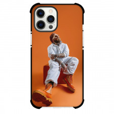 Teddy Swims Phone Case For iPhone Samsung Galaxy Pixel OnePlus Vivo Xiaomi Asus Sony Motorola Nokia - Teddy Swims Wears White Outfit And Sitting On Orange Background