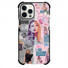 Taylor Swift Phone Case For iPhone Samsung Galaxy Pixel OnePlus Vivo Xiaomi Asus Sony Motorola Nokia - Taylor Swift Half Grayscale Half Pink Background