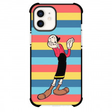Popeye Olive Phone Case For iPhone Samsung Galaxy Pixel OnePlus Vivo Xiaomi Asus Sony Motorola Nokia - Olive Oyl Red Yellow Blue Stripes Background