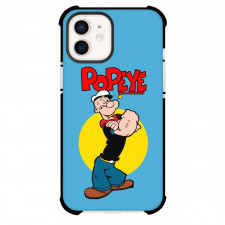 Popeye Phone Case For iPhone Samsung Galaxy Pixel OnePlus Vivo Xiaomi Asus Sony Motorola Nokia - Popeye Standing Pose Yellow Circle Blue Background
