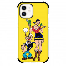 Popeye Phone Case For iPhone Samsung Galaxy Pixel OnePlus Vivo Xiaomi Asus Sony Motorola Nokia - Popeye And Olive Holding Spinach Yellow Background Vintage Art