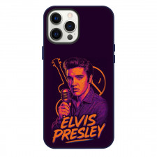Elvis Presley Phone Case For iPhone Samsung Galaxy Pixel OnePlus Vivo Xiaomi Asus Sony Motorola Nokia - Fierce Microphone Portrait Violet Poster