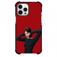 Gracie Abrams Phone Case For iPhone Samsung Galaxy Pixel OnePlus Vivo Xiaomi Asus Sony Motorola Nokia - Gracie Abrams Wear Black Costume On Red Background