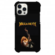 Megadeth Phone Case For iPhone Samsung Galaxy Pixel OnePlus Vivo Xiaomi Asus Sony Motorola Nokia - Megadeth Golden Logo With Playing Guitar On Black Background