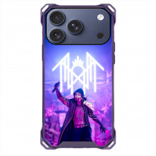 Sleep Token Phone Case For iPhone Samsung Galaxy Pixel OnePlus Vivo Xiaomi Asus Sony Motorola Nokia - Sleep Token Holding Mic with Glowing Logo and Purple Background