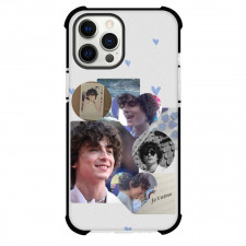 Pop Star Timothee Chalamet Phone Case For iPhone Samsung Galaxy Pixel OnePlus Vivo Xiaomi Asus Sony Motorola Nokia - Timothee Chalamet Collage Blue Hearts Background