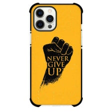 Never Give Up Phone Case For iPhone Samsung Galaxy Pixel OnePlus Vivo Xiaomi Asus Sony Motorola Nokia - Never Give Up Text Quote in Yellow Background