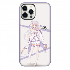 Re Zero - Starting Life in Another World Emilia Phone Case For iPhone Samsung Galaxy Pixel OnePlus Vivo Xiaomi Asus Sony Motorola Nokia - Emilia Standing On Purple Stripe White Background