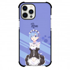 Re Zero - Starting Life in Another Waifu Rem World Phone Case For iPhone Samsung Galaxy Pixel OnePlus Vivo Xiaomi Asus Sony Motorola Nokia - Waifu Rem Anime Portrait On Purple Background