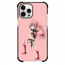 That Time I Got Reincarnated As A Slime Milim Nava Case For iPhone Samsung Galaxy Pixel OnePlus Vivo Xiaomi Asus Sony Motorola Nokia - Milim Nava Peace Sign Pink Background