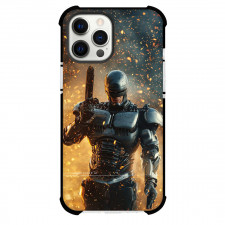 Robocop Phone Case For iPhone Samsung Galaxy Pixel OnePlus Vivo Xiaomi Asus Sony Motorola Nokia - Robotic Raise the Gun With Fire Background