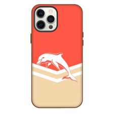 Dolphins Rugby NRL Phone Case For iPhone Samsung Galaxy Pixel OnePlus Vivo Xiaomi Asus Sony Motorola Nokia - Logo Beige And Red Background