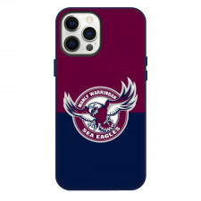 Manly Warringah Sea Eagles Rugby League Football Club Phone Case For iPhone Samsung Galaxy Pixel OnePlus Vivo Xiaomi Asus Sony Motorola Nokia - Logo Burgundy And Blue Background