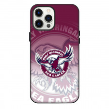 Manly Warringah Sea Eagles Rugby League Football Club Phone Case For iPhone Samsung Galaxy Pixel OnePlus Vivo Xiaomi Asus Sony Motorola Nokia - Logo Overlay Gradient Background