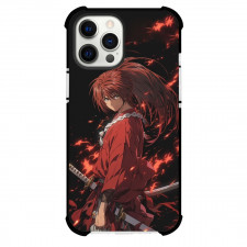Rurouni Kenshin Kenshin Himura Phone Case For iPhone Samsung Galaxy Pixel OnePlus Vivo Xiaomi Asus Sony Motorola Nokia - Kenshin Himura in Flames Black Background