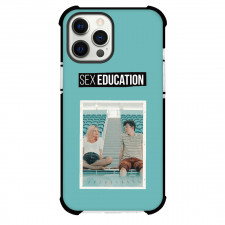 Sex Education Phone Case For iPhone Samsung Galaxy Pixel OnePlus Vivo Xiaomi Asus Sony Motorola Nokia - Sex Education Maeve Wiley And Otis Milburn Polaroid On Cyan Background
