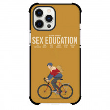 Sex Education Otis Milburn Phone Case For iPhone Samsung Galaxy Pixel OnePlus Vivo Xiaomi Asus Sony Motorola Nokia - Otis Milburn Riding Cycle On Brown Background