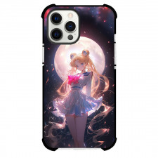 Sailor Moon Phone Case For iPhone Samsung Galaxy Pixel OnePlus Vivo Xiaomi Asus Sony Motorola Nokia - Sailor Moon White Dress with Long Curl Hairs with Moon Background