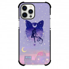 Sailor Moon & Luna Phone Case For iPhone Samsung Galaxy Pixel OnePlus Vivo Xiaomi Asus Sony Motorola Nokia - Sailor Moon Silhouette Art on Luna with Purple Star Background