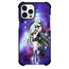 Sailor Moon Pluto Phone Case For iPhone Samsung Galaxy Pixel OnePlus Vivo Xiaomi Asus Sony Motorola Nokia - Sailor Pluto Silver Crystal Power with Frame Pattern Background