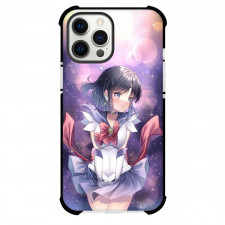 Sailor Saturn Phone Case For iPhone Samsung Galaxy Pixel OnePlus Vivo Xiaomi Asus Sony Motorola Nokia - Saturn Give Too Cute Pose, Purple with Star Pattern Background