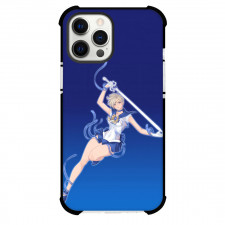 Sailor Moon Uranus Phone Case For iPhone Samsung Galaxy Pixel OnePlus Vivo Xiaomi Asus Sony Motorola Nokia - Uranus Swings her White Sword on Blue Ice Background