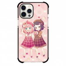 Spy X Family Phone Case For iPhone Samsung Galaxy Pixel OnePlus Vivo Xiaomi Asus Sony Motorola Nokia - Spy X Family Anya And Becky Standing On Pink Background