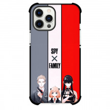 Spy X Family Phone Case For iPhone Samsung Galaxy Pixel OnePlus Vivo Xiaomi Asus Sony Motorola Nokia - Spy X Family Loid Anya And Yor forger Portrait On Red Gray Stripe Background