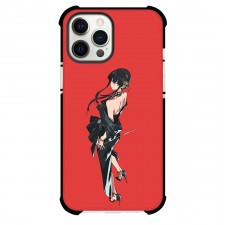 Spy X Family Yor Forger Phone Case For iPhone Samsung Galaxy Pixel OnePlus Vivo Xiaomi Asus Sony Motorola Nokia - Yor Forger Looking Back On Red Background