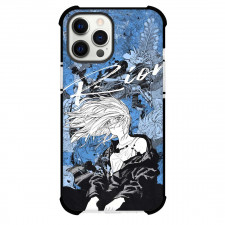 Sakamoto Days Rion Akao Phone Case For iPhone Samsung Galaxy Pixel OnePlus Vivo Xiaomi Asus Sony Motorola Nokia - Rion Akao Grayscale Anime Art On Blue Background
