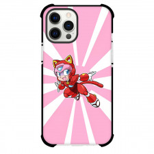 Samurai Pizza Cats Polly Esther Phone Case For iPhone Samsung Galaxy Pixel OnePlus Vivo Xiaomi Asus Sony Motorola Nokia - Samurai Pizza Cats Polly Esther Flying On Pink White Background