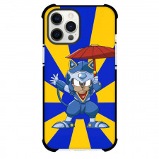 Samurai Pizza Cats Sukashii Phone Case For iPhone Samsung Galaxy Pixel OnePlus Vivo Xiaomi Asus Sony Motorola Nokia - Samurai Pizza Cats Sukashii Holding Umbrella On Blue Yellow Background