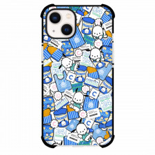 Sanrio Pochacco Phone Case For iPhone Samsung Galaxy Pixel OnePlus Vivo Xiaomi Asus Sony Motorola Nokia - Pochacco Blue Snack Sticker Collage Poster
