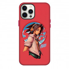 Shaman King Asakura Yoh Phone Case For iPhone Samsung Galaxy Pixel OnePlus Vivo Xiaomi Asus Sony Motorola Nokia - Asakura Yoh Side Portrait On Red Background