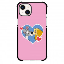 SkinnyDip Disney Phone Case For iPhone Samsung Galaxy Pixel OnePlus Vivo Xiaomi Asus Sony Motorola Nokia - Disney x Skinnydip Lady And Tramp Heart Frame On Pink Background