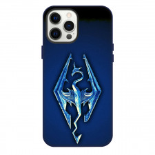 The Elder Scrolls V Skyrim Phone Case For iPhone Samsung Galaxy Pixel OnePlus Vivo Xiaomi Asus Sony Motorola Nokia - The Elder Scrolls V Skyrim Game Logo 3d Blue Background