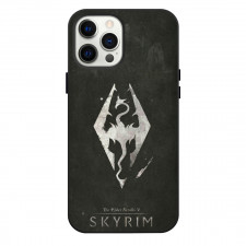 The Elder Scrolls V Skyrim Phone Case For iPhone Samsung Galaxy Pixel OnePlus Vivo Xiaomi Asus Sony Motorola Nokia - The Elder Scrolls V Skyrim Game Logo Gritty Grey Background