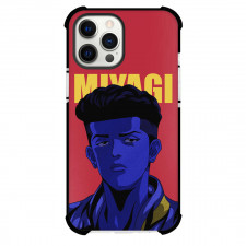 Slam Dunk Miyagi Ryota Phone Case For iPhone Samsung Galaxy Pixel OnePlus Vivo Xiaomi Asus Sony Motorola Nokia - Miyagi Ryota Blue Print on Face with Red Background