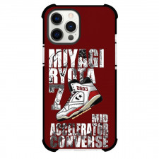 Slam Dunk Miyagi Ryota Phone Case For iPhone Samsung Galaxy Pixel OnePlus Vivo Xiaomi Asus Sony Motorola Nokia - Miyagi Ryota Player No.7 Boots with Mehroon Pattern Background
