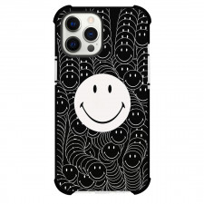 Smiley Phone Case For iPhone Samsung Galaxy Pixel OnePlus Vivo Xiaomi Asus Sony Motorola Nokia - Smiley Black White Happy Face Swirl Poster