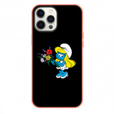 The Smurfs Smurfette Phone Case For iPhone Samsung Galaxy Pixel OnePlus Vivo Xiaomi Asus Sony Motorola Nokia - Smurfette Minimalist Cartoon Art On Black Background