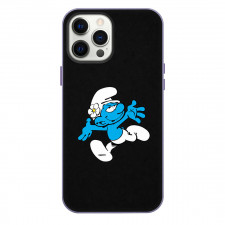 The Smurfs Vanity Smurf Phone Case For iPhone Samsung Galaxy Pixel OnePlus Vivo Xiaomi Asus Sony Motorola Nokia - Vanity Smurf Minimalist Cartoon Art On Black Background