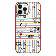 Snoopy Phone Case For iPhone and Samsung Galaxy Devices - Characters Always Keep It Colorful Stripe