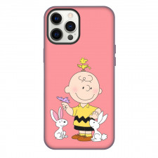 Snoopy Phone Case For iPhone and Samsung Galaxy Devices - Charlie And Woodstock Petting An Animal